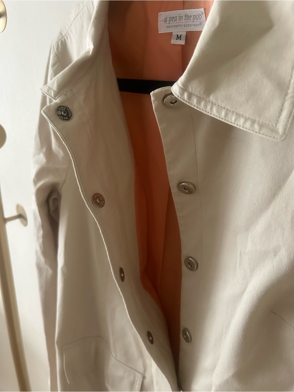 A Pea in the Pod Maternity Jacket Medium Cream Blazer Lightweight Coat - Picture 3 of 6